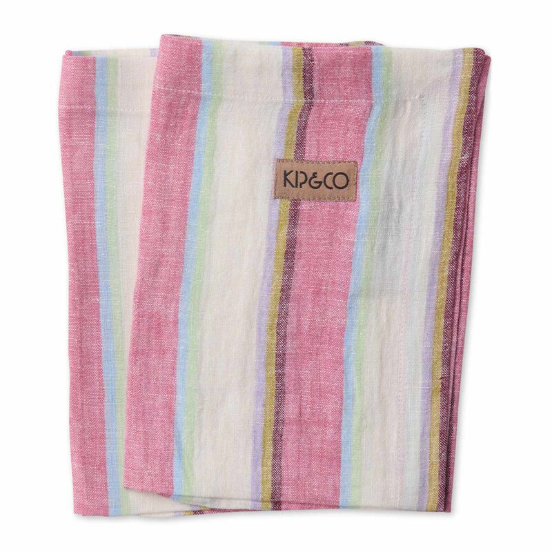 Kip&Co Rose Water Stripe Linen 4P Napkin Set image number 0